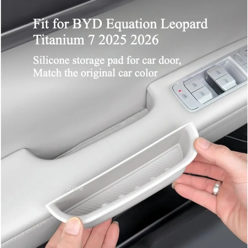 

For BYD Equation Leopard Titanium 7 2025 2026 Auto Car Door Slot Storage Box Car Door Handle Silicone Pad Upgrade Parts