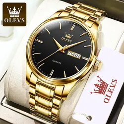 OLEVS 6898 Top Original Quartz Watch for Men Luxury Brand Business Calendar Waterproof Luminous Stainless Steel Mens Wristwatch