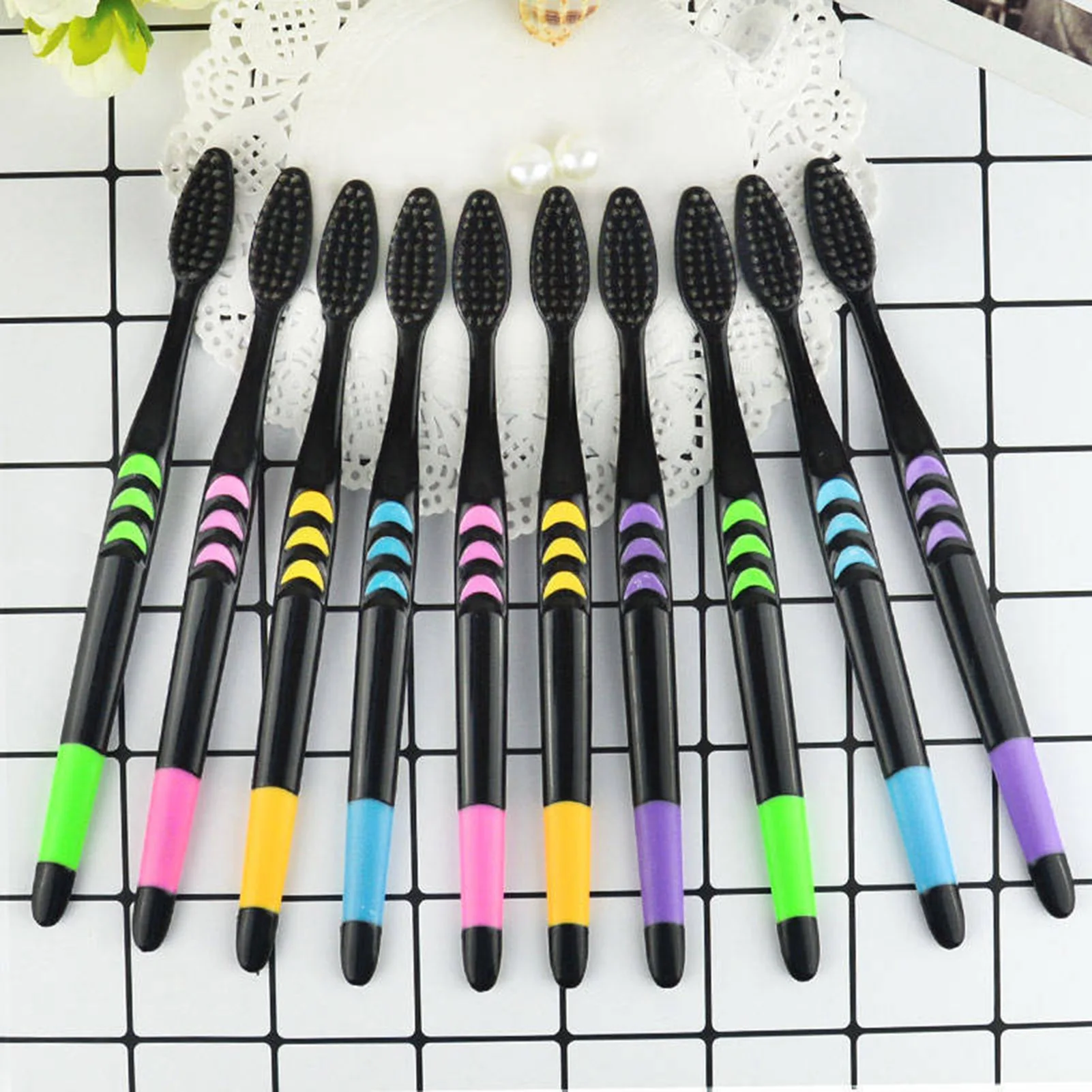 Adult Bamboo Charcoal Soft Bristle Toothbrush Oral Care Teeth Cleaning Tool Orthodontic Braces Toothbrushes Dental Tooth Brush