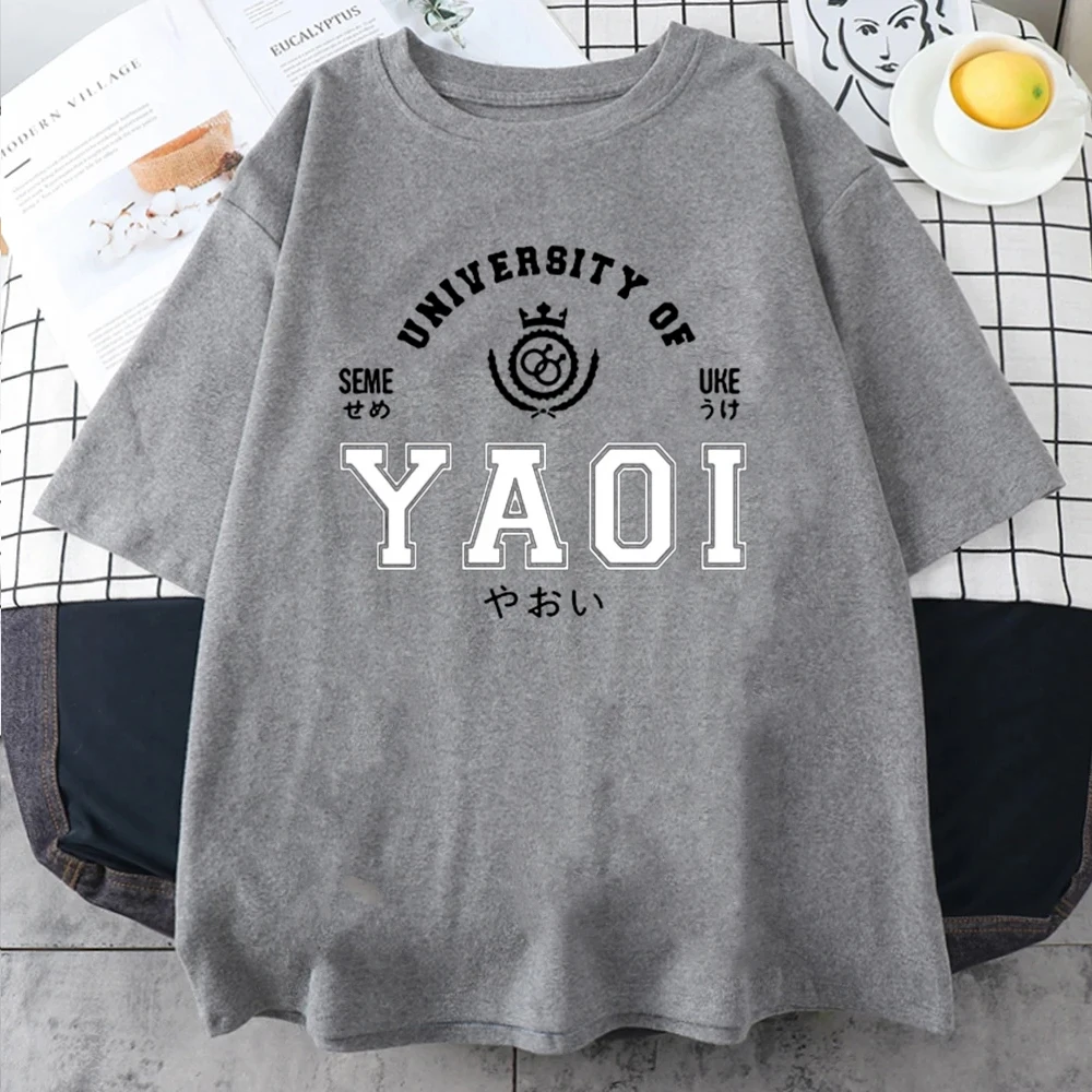 Yaoi University T-shirt Summer Anime Men\'s Short sleeved Boys Love Men\'s Sports T-shirt Haraderas Kawaii Clothing