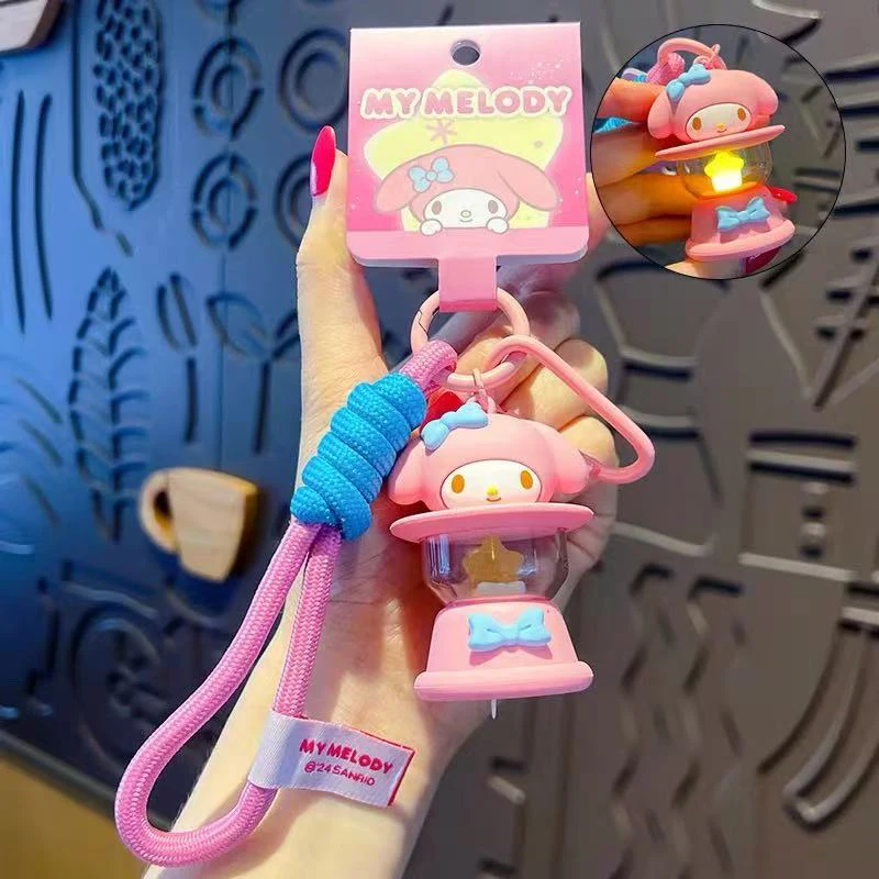 Sanrio Nightlight HelloKitty Cinnamoroll KUROMI POMPOMPUR HANGYODON MY MELODY Doll Keychain Backpack Pendant Children's Gift Toy view 6