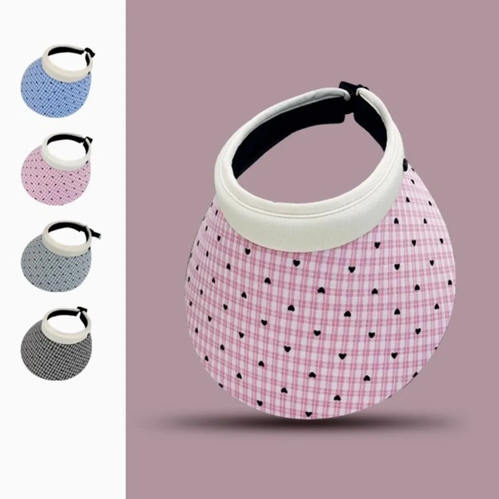 

Simple Sweet Woman Sun Hat Anti-UV Colorful Dot Empty Top Cap Sunscreen Korean Style Visor Cap Travel