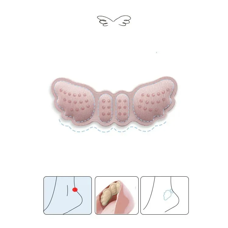 1 pair Woman High-heeled Shoes Heel protection pad Butterfly shaped self-adhesive adjustable size pad Foot care insoles