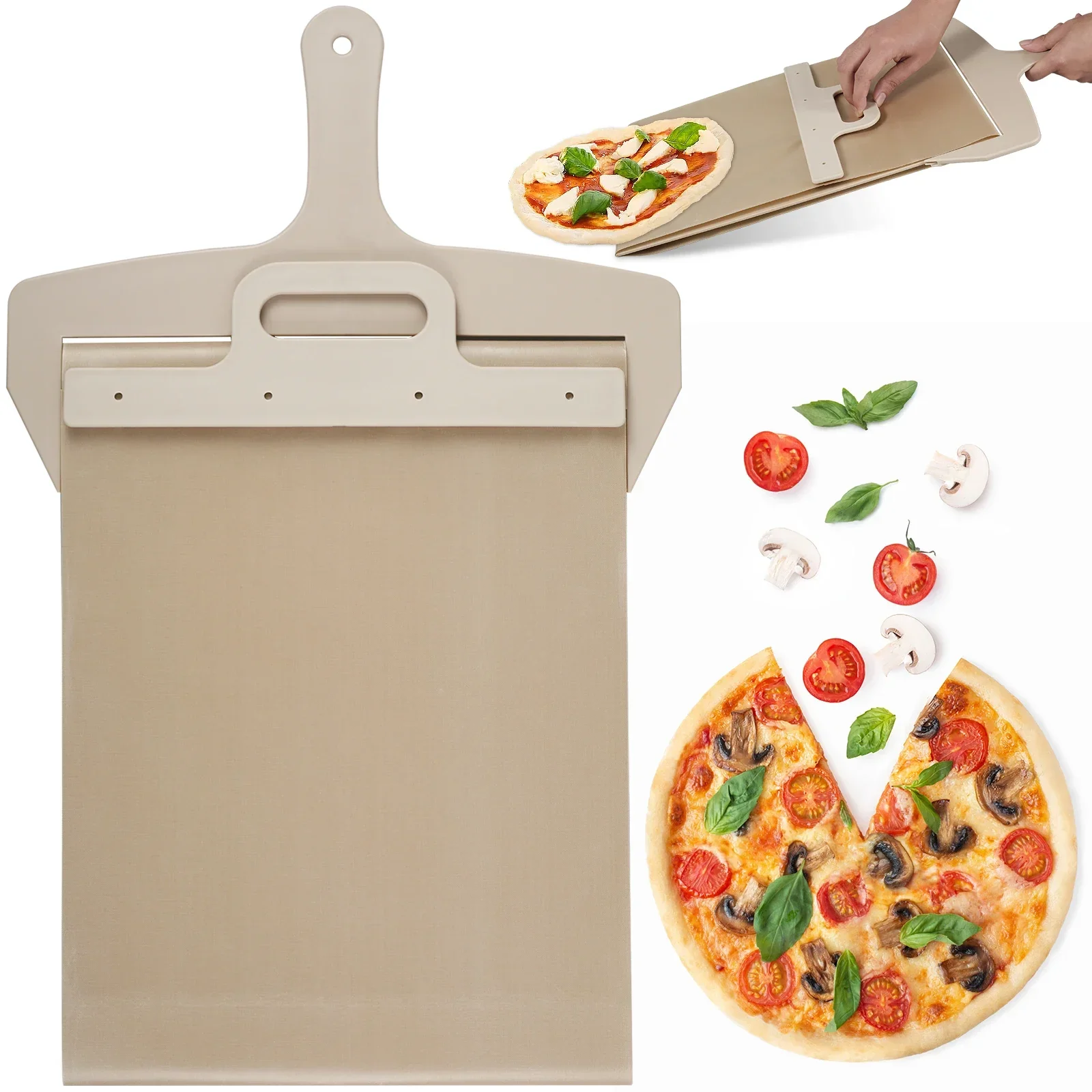 Sliding Pizza Peel Portable Sliding Pizza Shovel Pizza Slider Paddle Non-Stick  Spatula Paddle with High Temperature Cloth