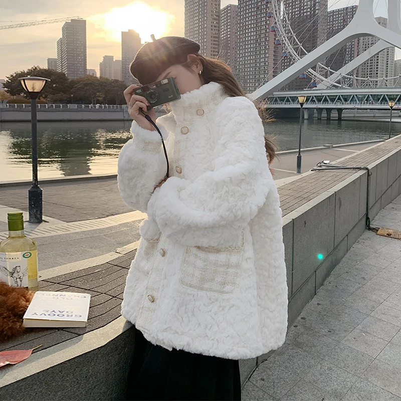 

Autumn and Winter Cardigan Coat for Women Oversize Warm Thickening Fleece Faux Fur Coats Winter Jacket Women Long Sleeve Top B34
