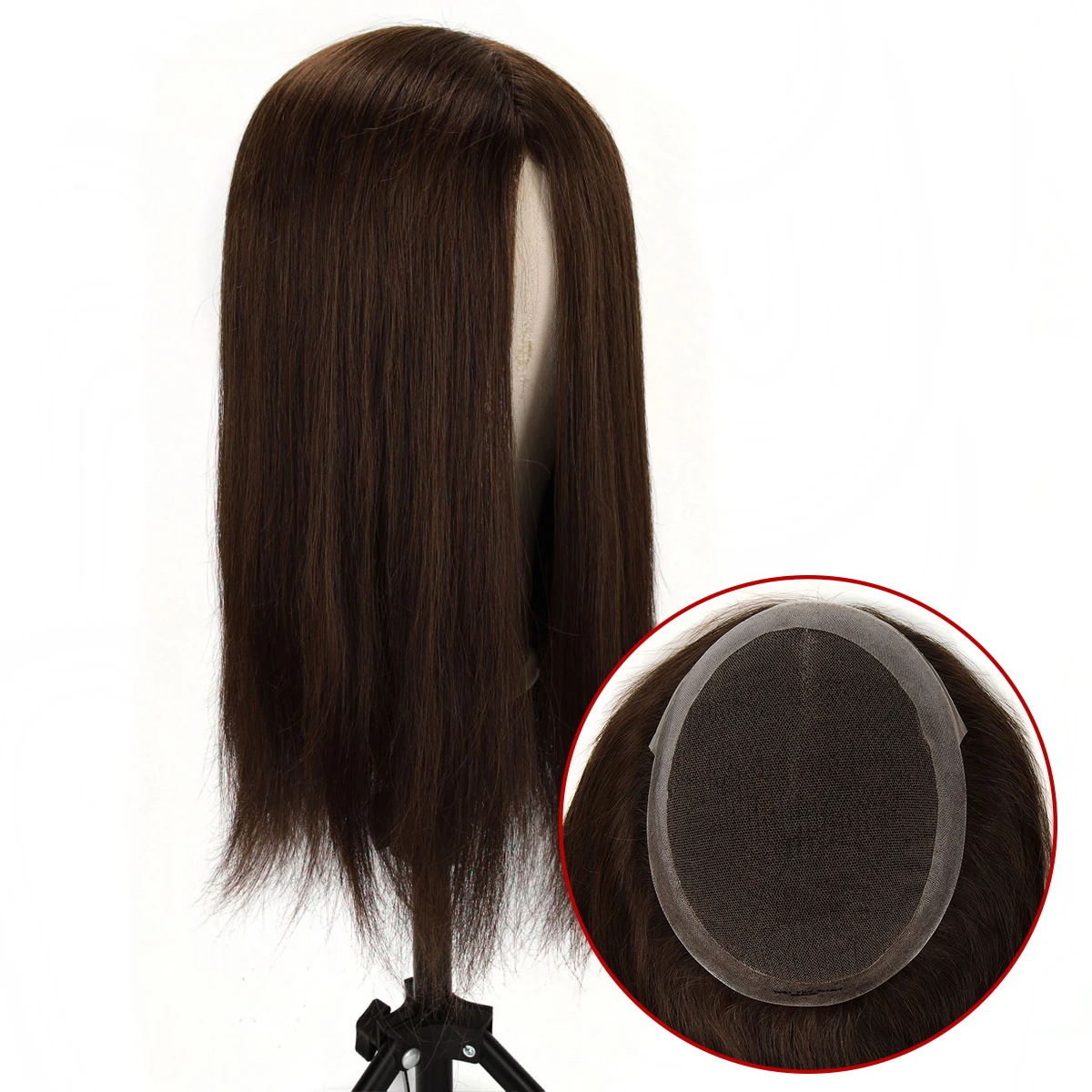 

TUW08 Women's Natural Human Hair Toppers Lace & Skin Perimeter Top Hair Loss Solutions Unique Hair Piece Hair System Hair Topper