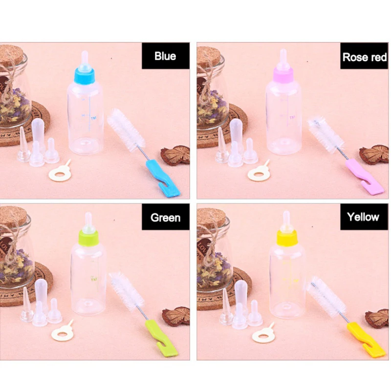 60/150ml Pet Puppy Kitten Feeding Bottle Feeding Tool Pet Nursing Milk Bottle Pet Feeding Bottle Kits with Cleaning Brush