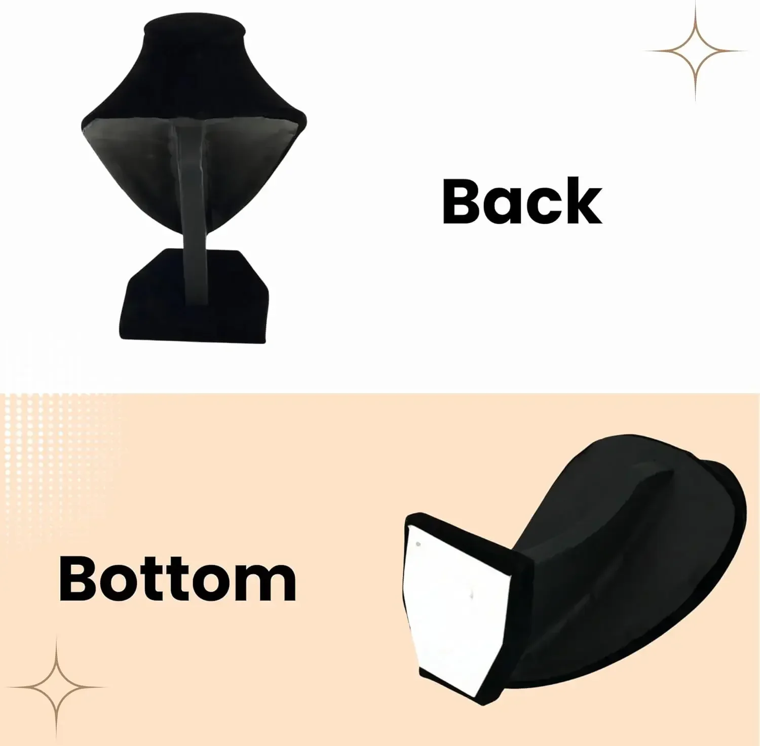 2pcs Short Black Velvet Necklace Small Holder Stand Display Stands Mannequin Bust Jewelry Organizer Displays