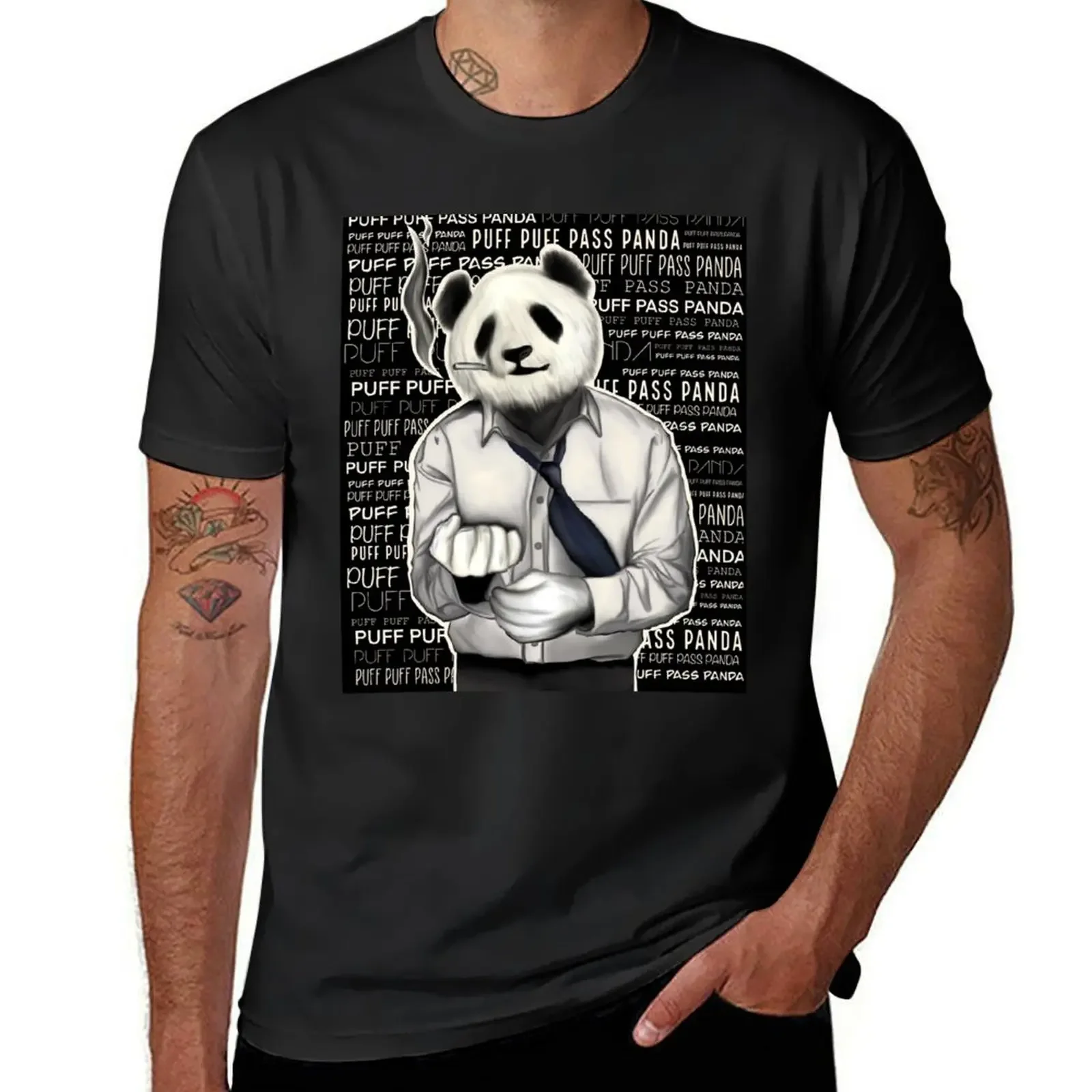 

Puff Puff Pass Panda Happy 420 Kiffer Business motif T-Shirt blacks boys whites mens funny t shirts