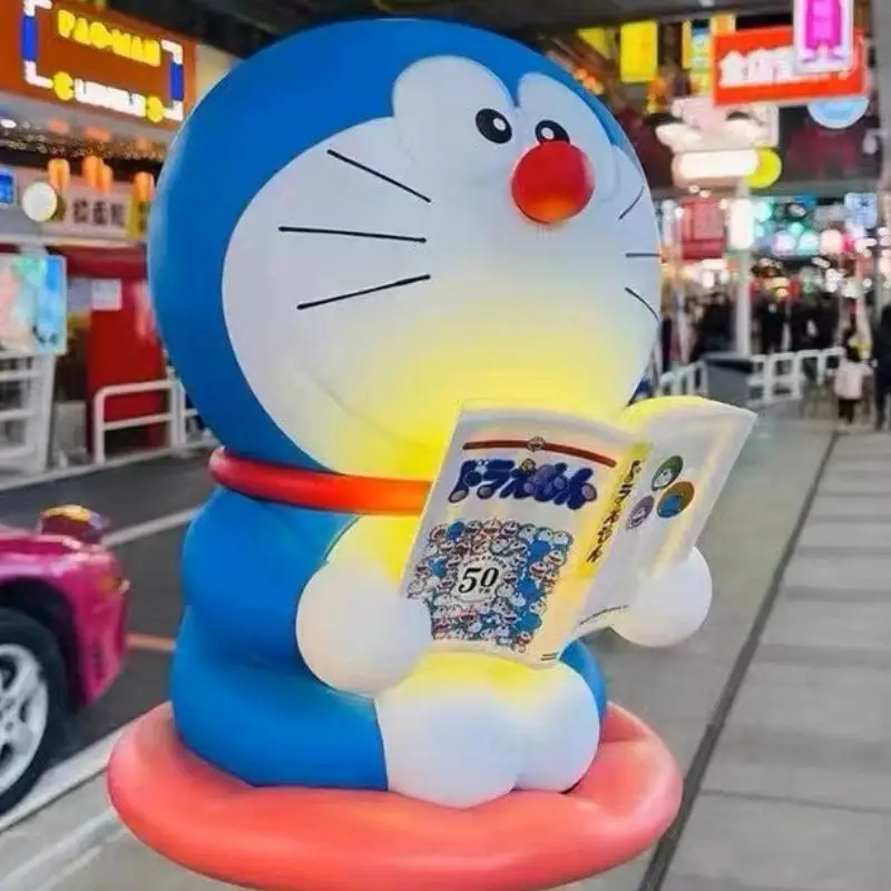 

New Hot Large 1:1 Doraemon Reading Light Jingle Doraemon Anime Figures Statue Ornaments Decorative Peripheral Birthday Toys Gif