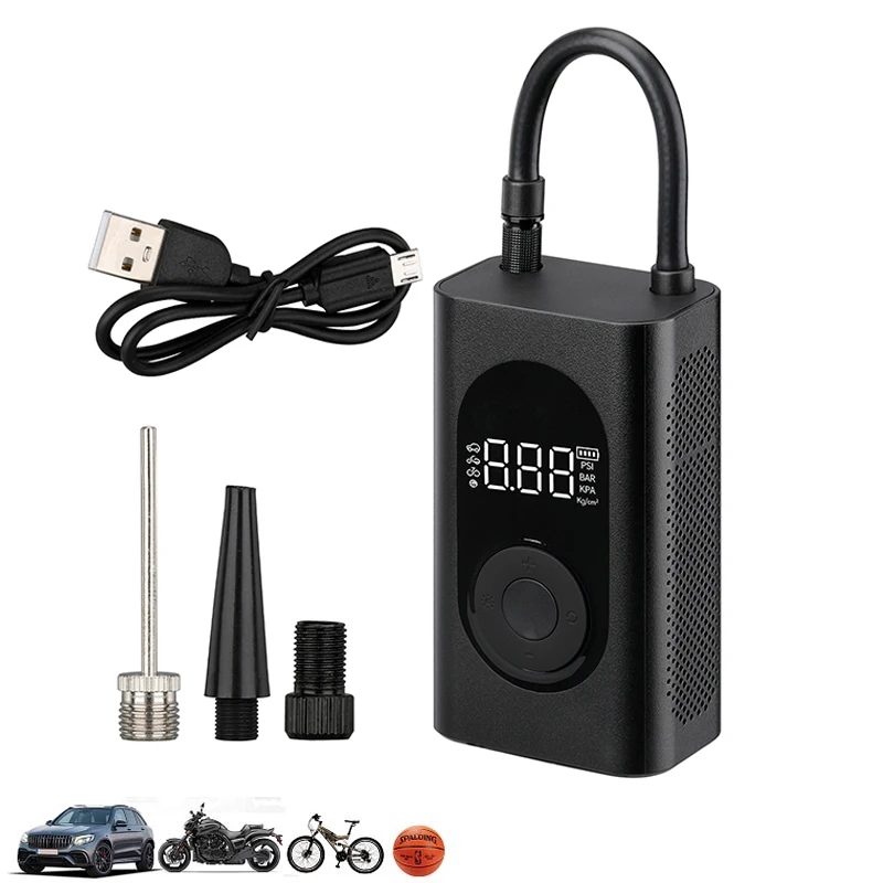 디지털 압력 게이지가 있는 전기 타이어 팽창기, 휴대용 에어 펌프, 4000mAh DC 12V LED 조명, 150PSI