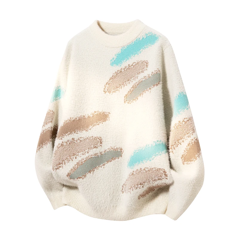 

Свитер свободного кроя из полиэфирного волокна для пар, мужской модный свитер с буквенным принтом, из вельвета, с длинными рукавами и круглым вырезом