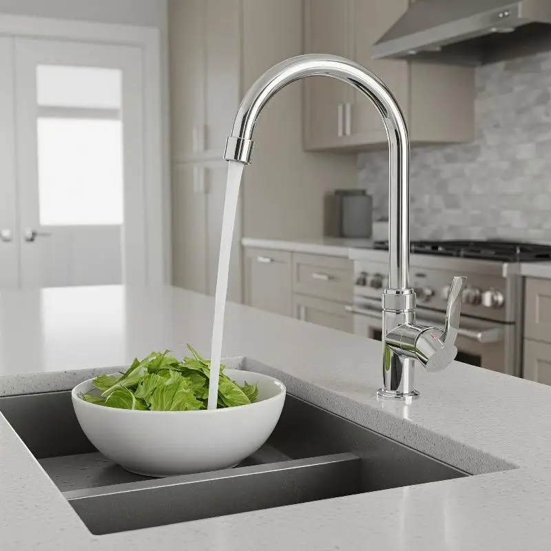 Kitchen Sink Faucet Rust Resistant Stainless Steel Chrome 360 Swivel Spout for Rental Apartment Kitchen Upgrade