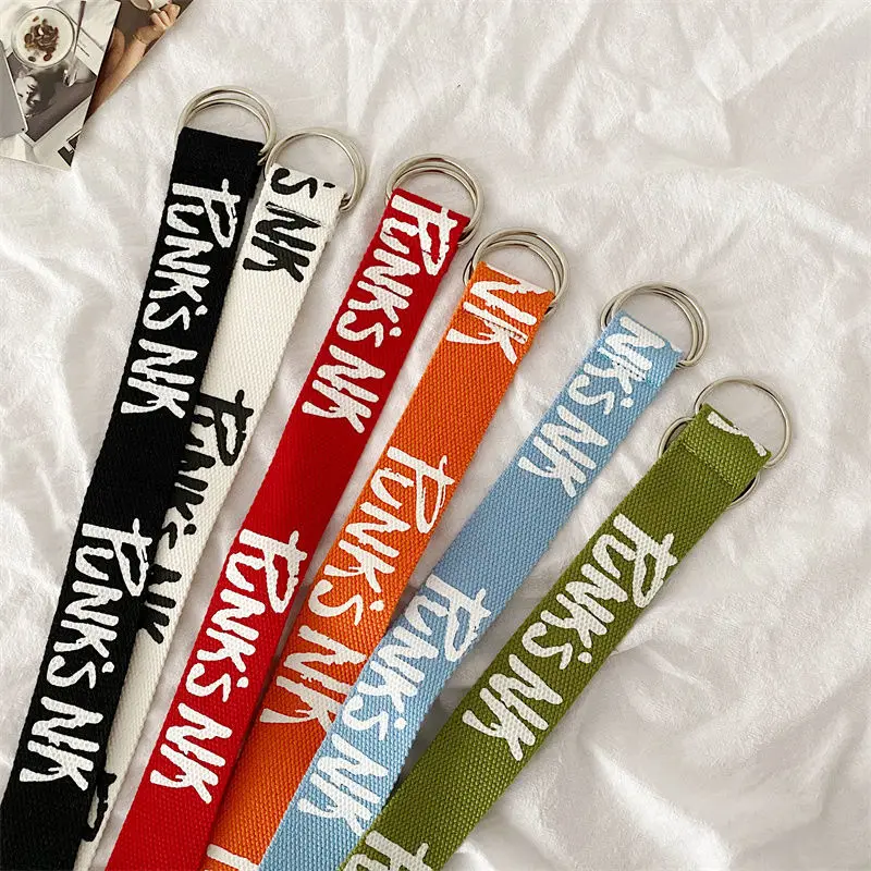 2024 New Fashion Canvas Belt Women's Summer New Decoration Trend Letter Student Belt Versatile INS Style Decoration Jeans Belt