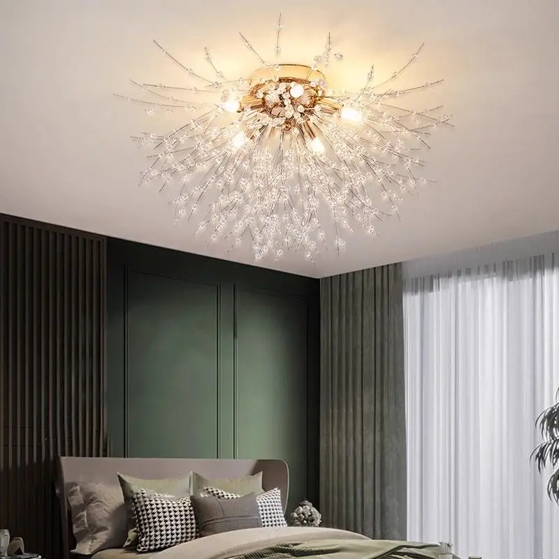 

Dandelion Ceiling Lamp Bedroom Warm Romantic Creative Living Room Crystal Nordic Light Luxury Room Lighting Home Room LED