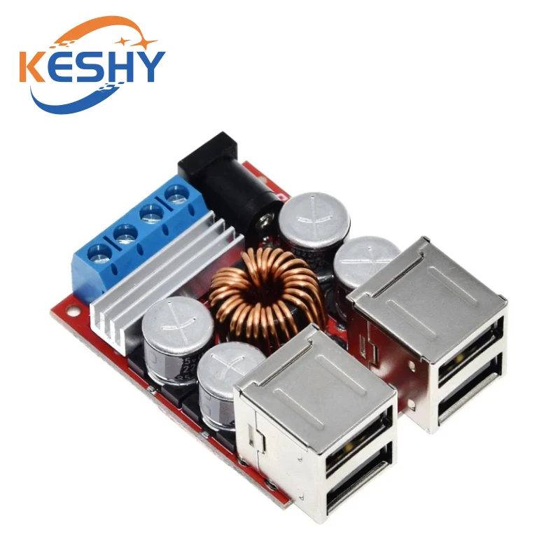 DC-DC Vehicle Charging Board, 8V-35V a 5V, 8A Fonte de Alimentação, Módulo de Despressurização, 4 Port USB Output, Carregador Móvel