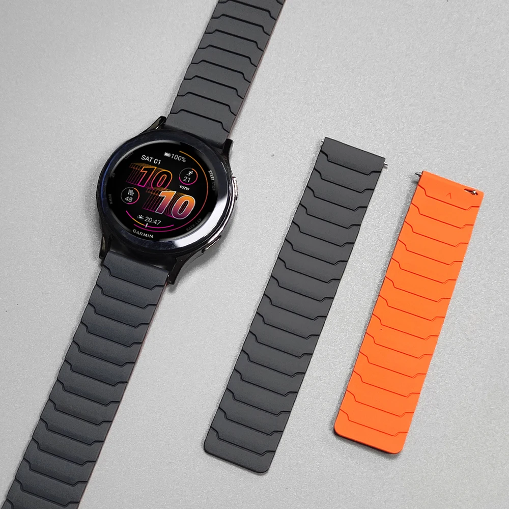 20 22 mm Magnetschlaufenarmband für Garmin Forerunner 165 570 265 255 245 Music/Vivoactive 6 5/Venu 4 3 2 Plus Sq Silikonarmband
