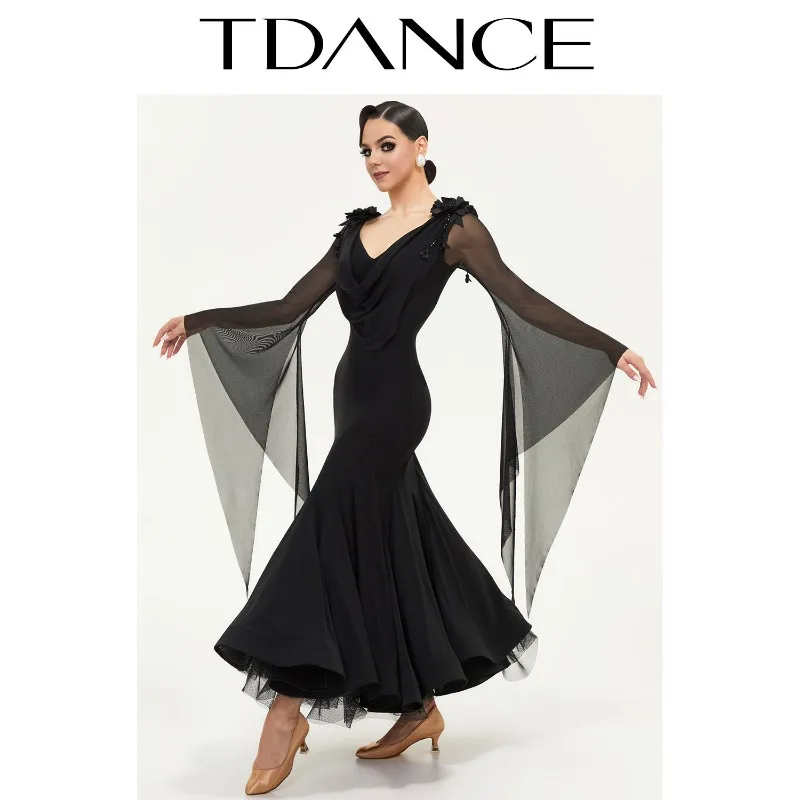 Customized TDANCE International Balloom Standard Dance Performance Dress Fox Step Competition Dress Social Dance Clothes SM17