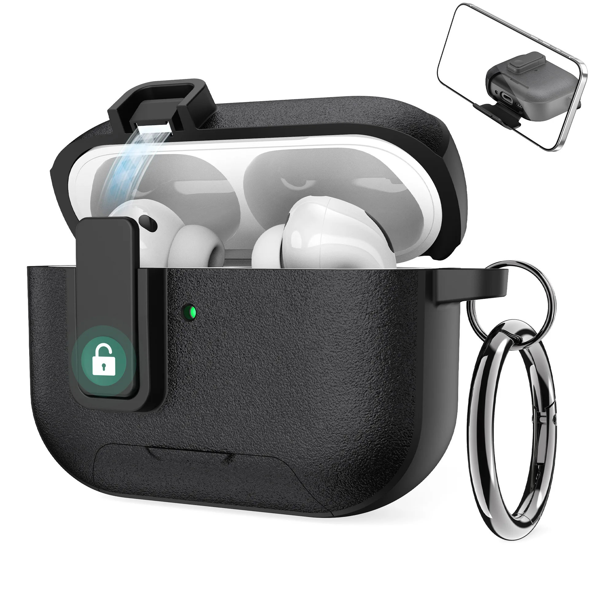 Creative Advanced Solid Color with Holder Magnetic Shockproof Protective Earphone Cover Case for AirPods 4 Pro 2 Pro 3 - view 6