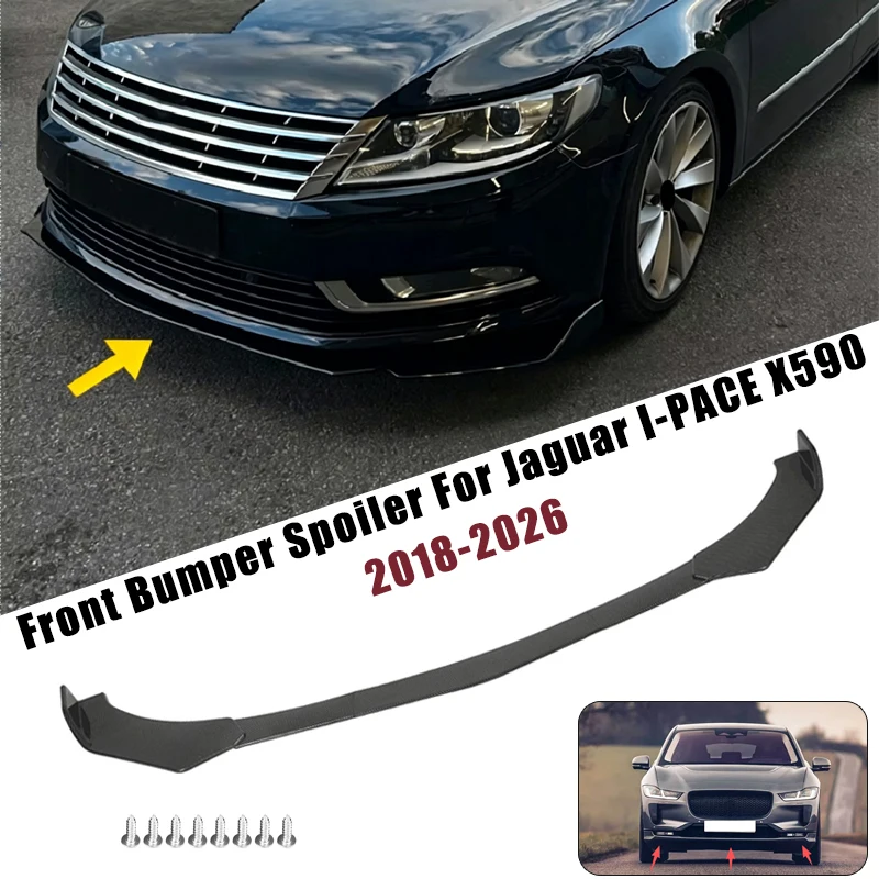 Sport Front Bumper Splitter Spoiler Lip For Jaguar I-PACE X590 2018-2026 5Pcs Adjustable Sectional Car Exterior Tuning Body Kit