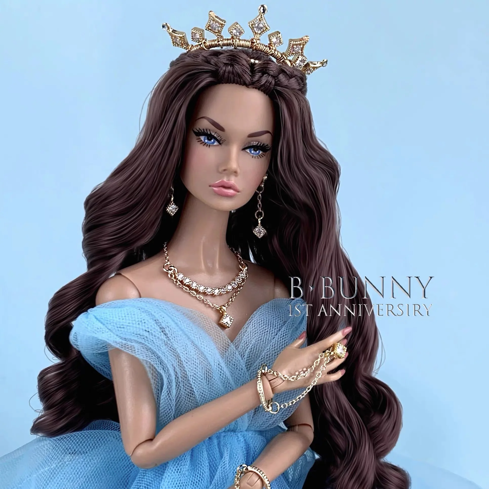 

1/6 супермодель куклы, оригинальные ювелирные аксессуары, модная бриллиантовая корона/ожерелье/серьги/браслет для куклы 30 см, праздничное платье