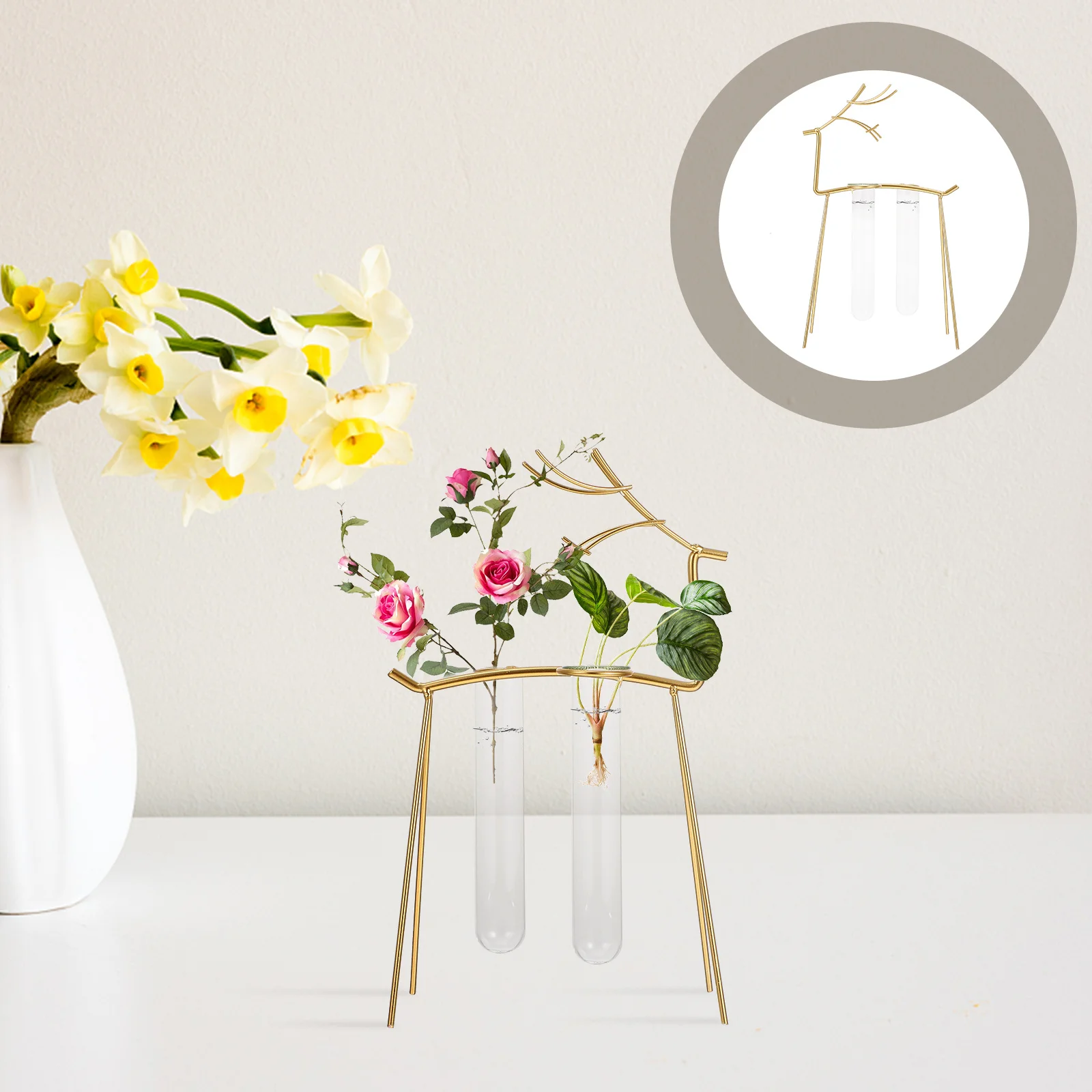 

1Pcs Creative Hydroponic Deer Vase Decorative Desktop Plant Container Multipurpose Ornament Home Office Garden Desktop Adornment