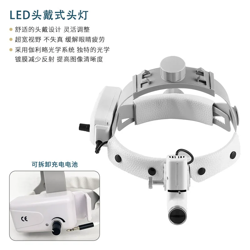 Dental LED Headlight 5W Adjustable Aperture Head-Mounted Precision Work Light with Magnifier