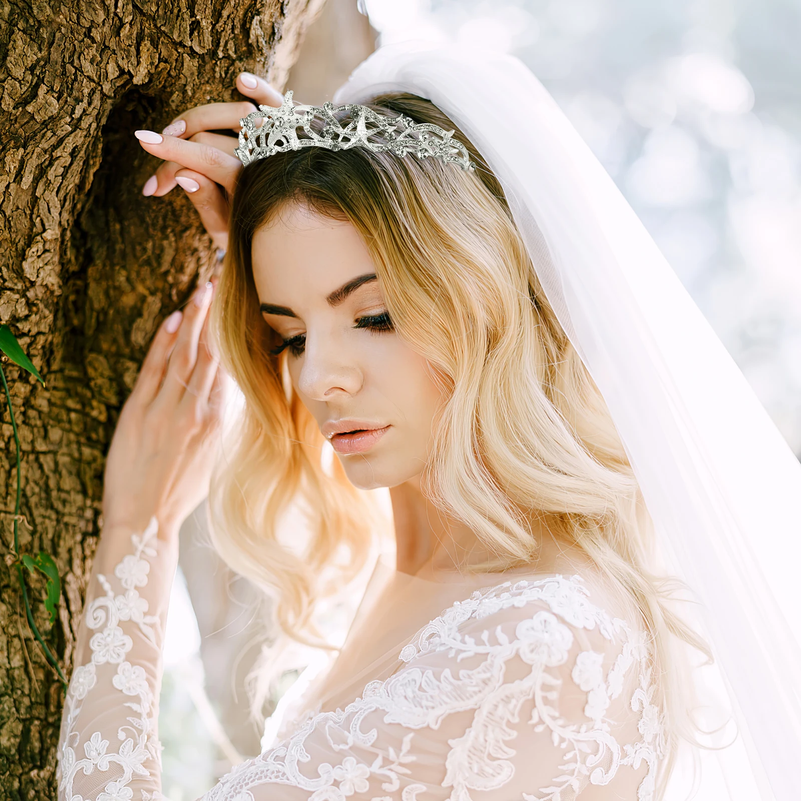 

Stylish Rhinestones Stars Crown Bridal Tiara EyeCatching Wedding Headpiece Accessory For Women Special Occasions