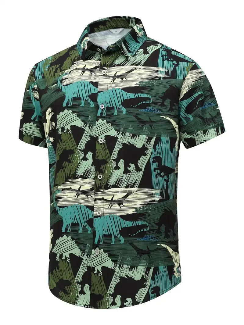 Fashion Mens Hawaiian Man Shirt Casual Colorful Printed Beach Aloha Shirts Short Sleeve Plus Size 6XL Camisa Hawaiana Hombre Top