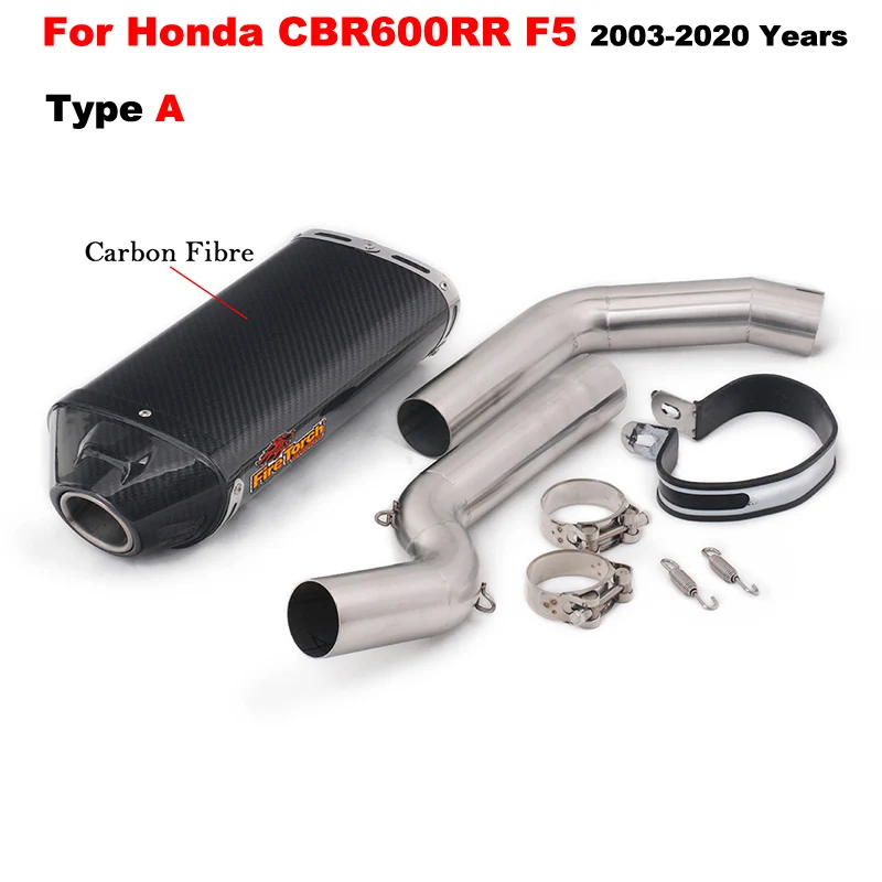 Slip On  Motorcycle Exhaust Escape Link Pipe Carbon Fiber Muffler Moto For Honda CBR1000RR 2004 - 2007 CBR600RR F5 2003 - 2020