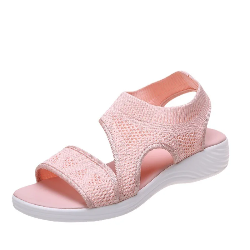 Elastic Knitting Casual Shoes Woman Summer Wedges Platform Beach Sandals