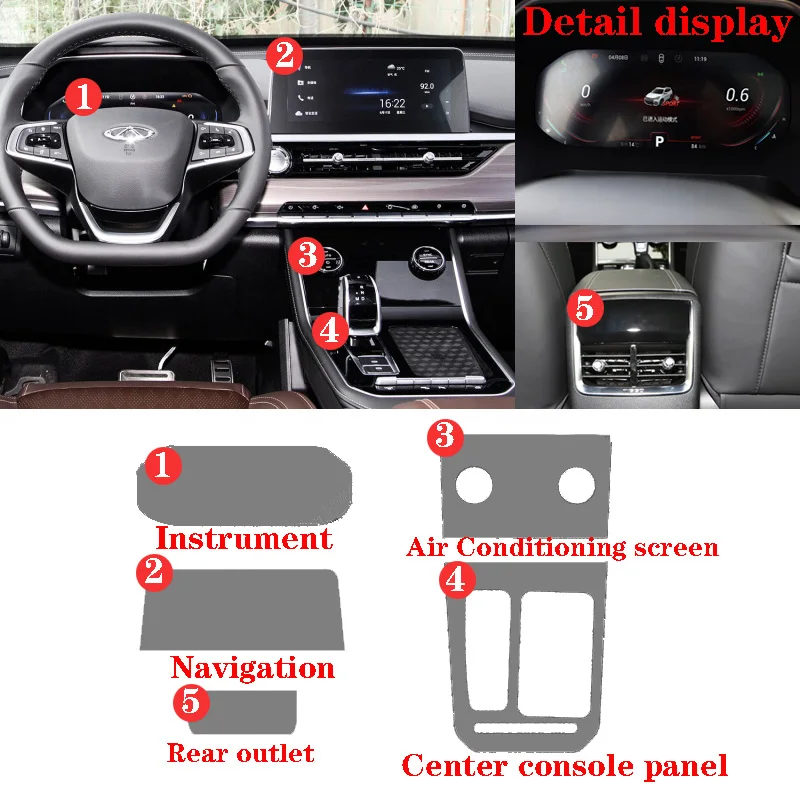 PET  Car  Dashboard  Gps  Navigation  Screen  Film  Protective  Sticker  For Chery Tiggo 7  8 2019  2020  Anti-scratch