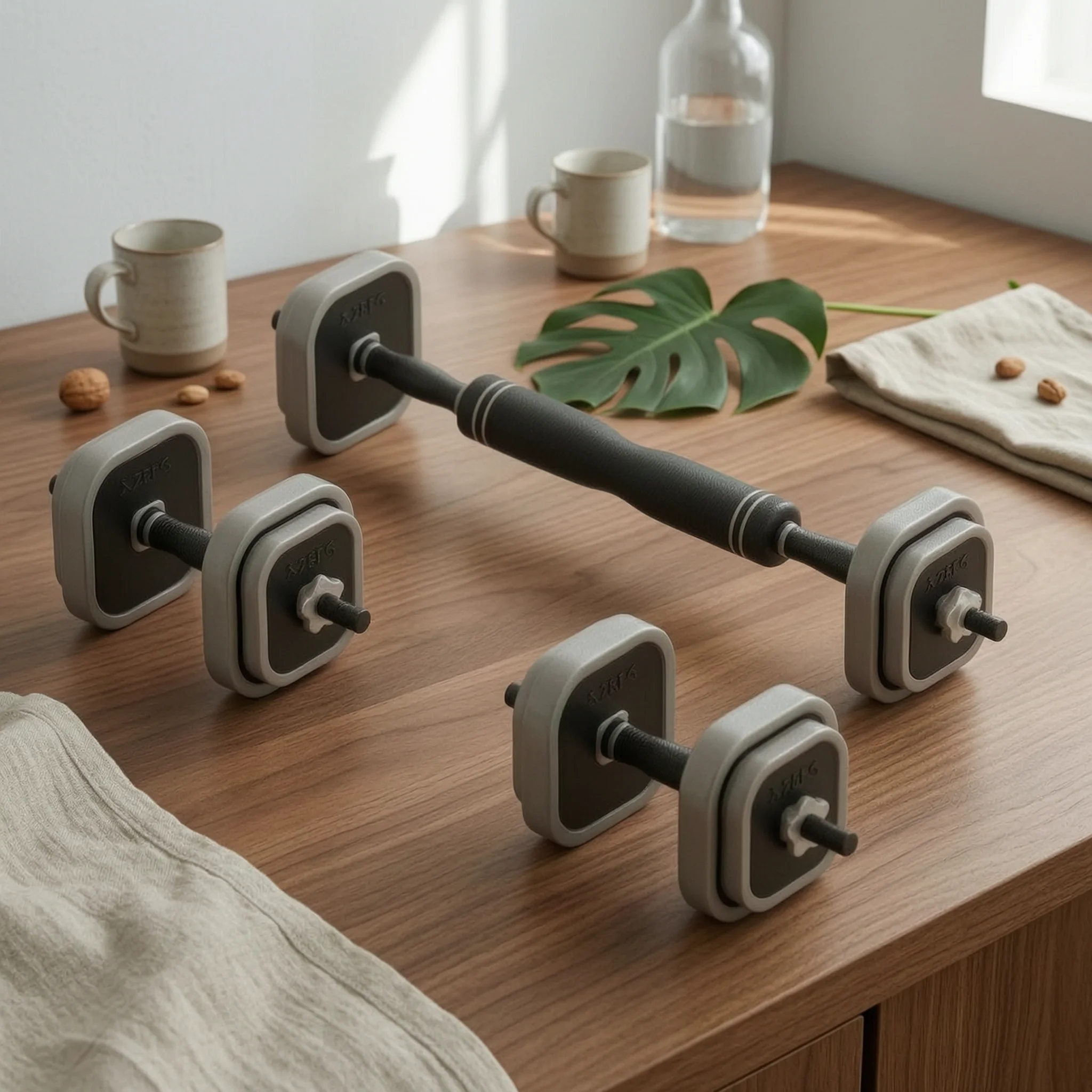 Adjustable Dumbbell with Square Plates Anti-Roll Weight Set with Handles Dumbbell with Connector Non-Slip Weights Easy to Use