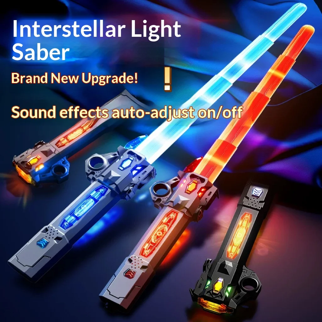 سيف ليزر رائع للأولاد - لعبة قابلة للسحب ومضيئة 2 في 1 مع 7 ألوان وامضة وعصا فلورسنت، هدية مثالية