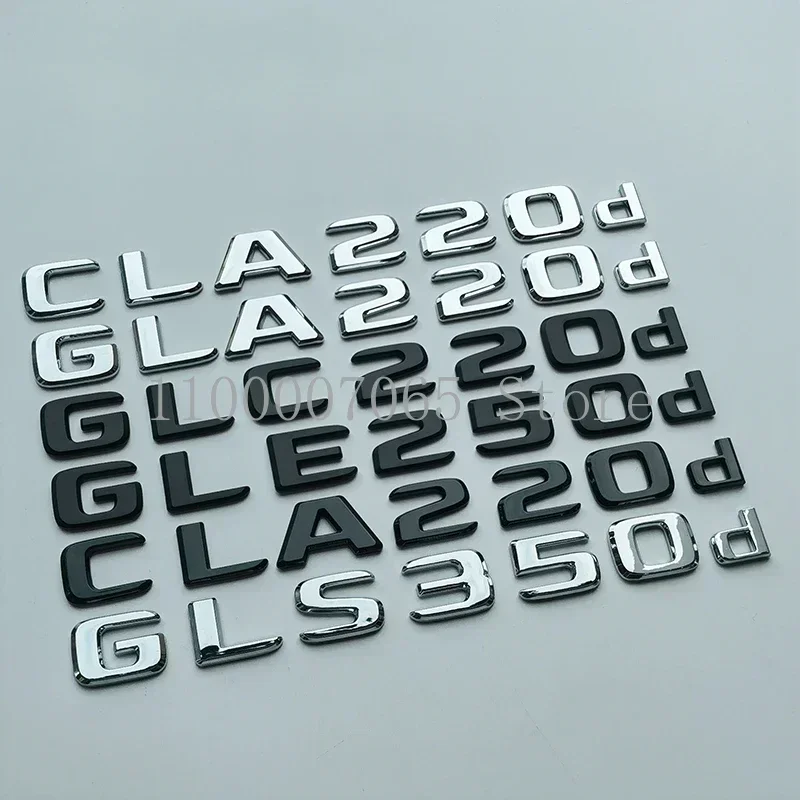 2017 Flat Letters CLA220d GLA220d GLC220d GLE250d GLE300d GLE350d GLS350d ABS Car Emblem Diesel Oil Trunk Nameplate Logo Sticker