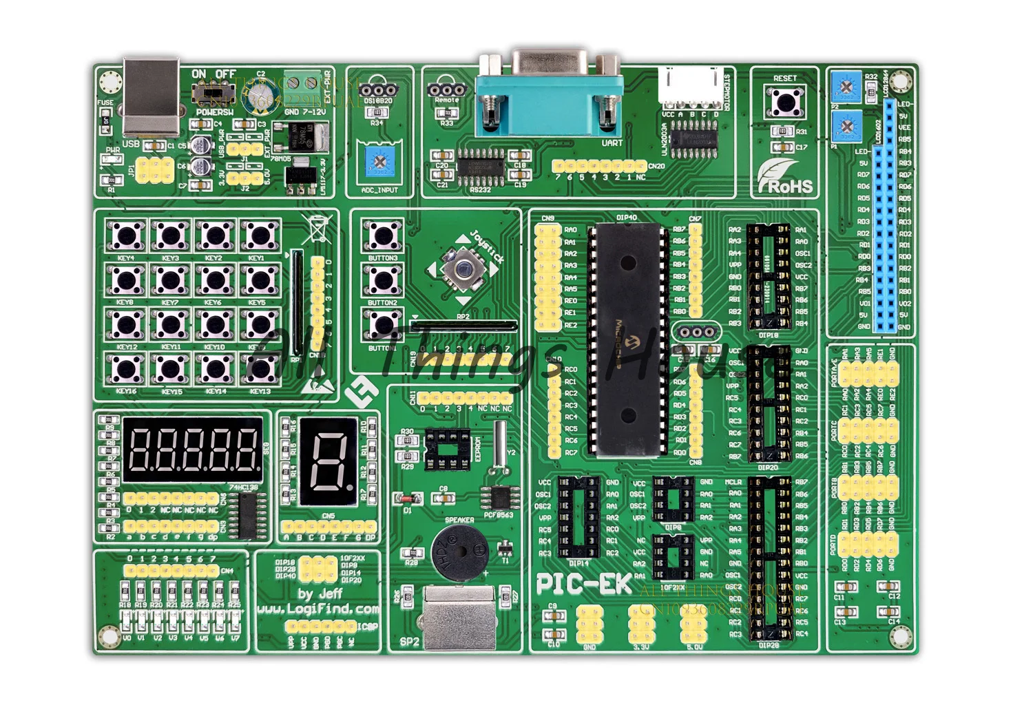 

PIC Microcontroller Learning Development Board PIC-EK with PIC16F887 Microcontroller with Routines supports 8/14/18/20/28/40 pin