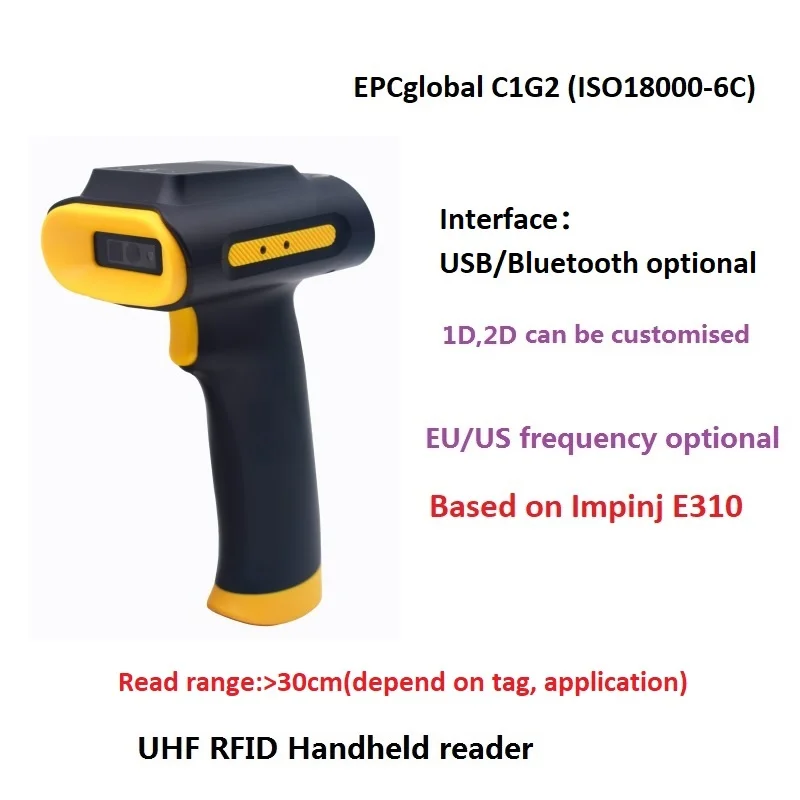 860-960 ميجا هرتز UHF RFID قارئ محمول UHF الماسح الضوئي 2D مسح الباركود بندقية RFID محطة البيانات لإدارة جرد المستودعات