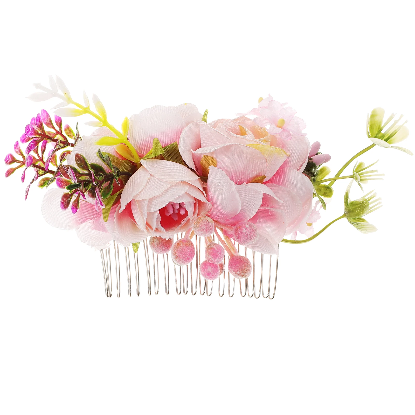 

Rose Hair Comb Pink Bridal Flower Girls Headpieces Wedding Accessories Hair Flowers ArtificialFlower Bride Decorative