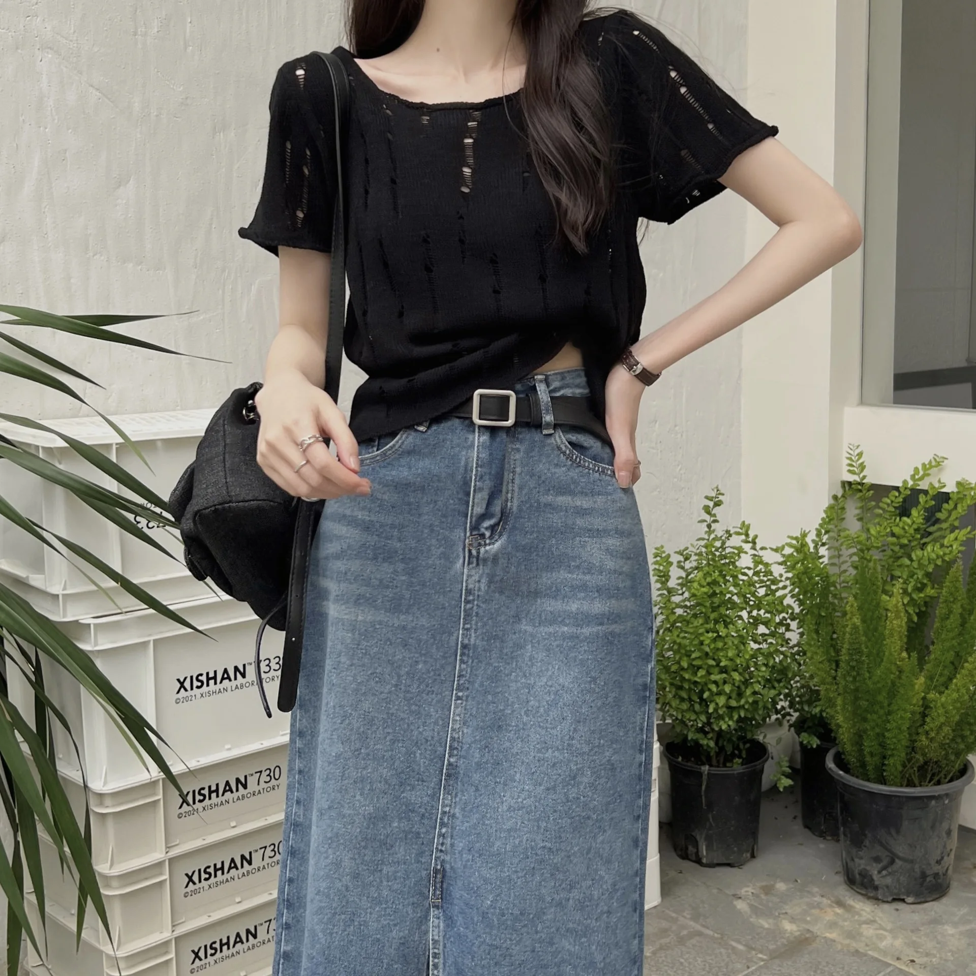 새로운 여성 프랑스어 여름 슬리밍 레이스 크롭 티셔츠 반팔 니트 탑 귀여운 세련된 유행