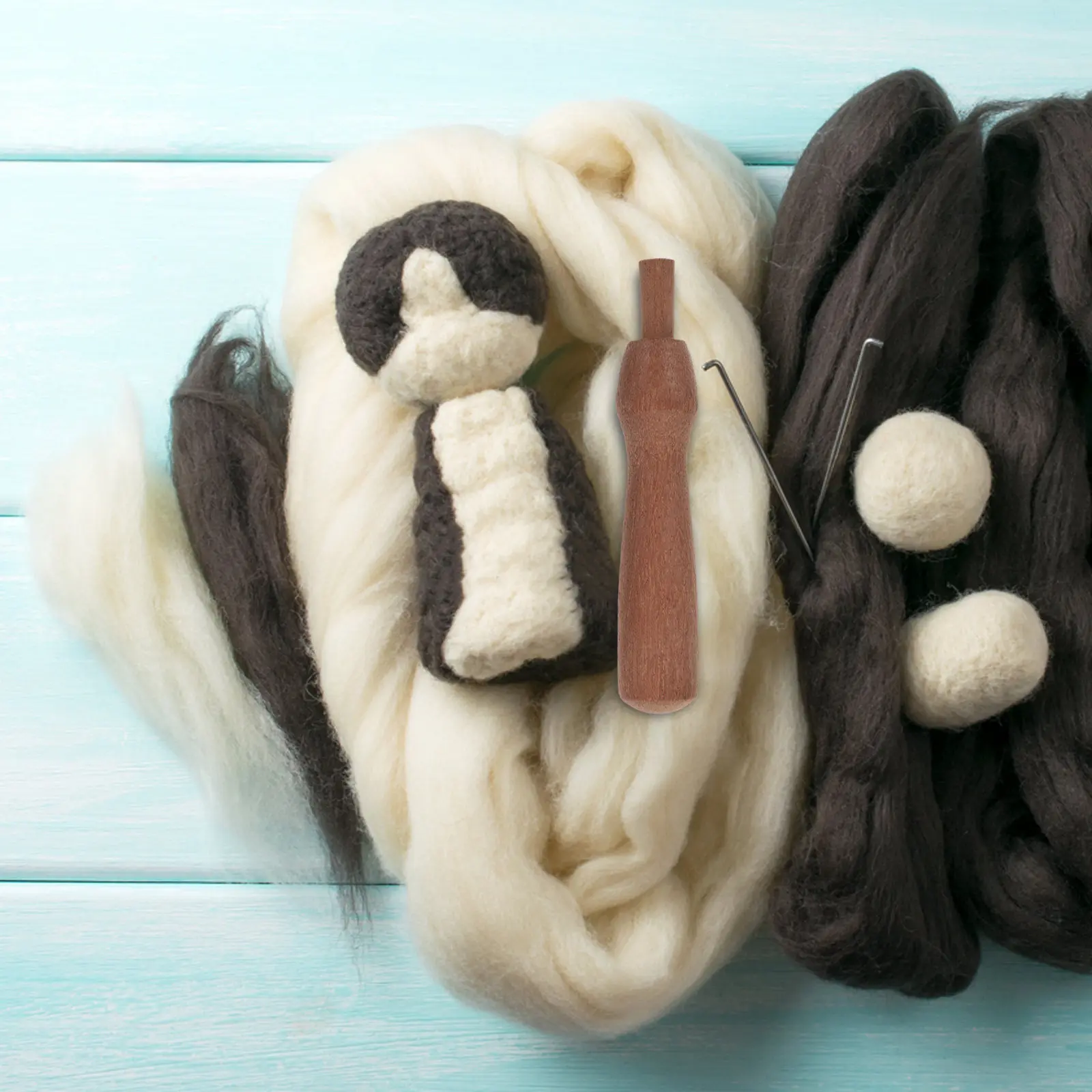 

5Pcs Wooden Needle Felting Handle Ergonomic Design Reduces Hand Fatigue Ideal for Long DIY Wool Felt Crafting Portable Felting