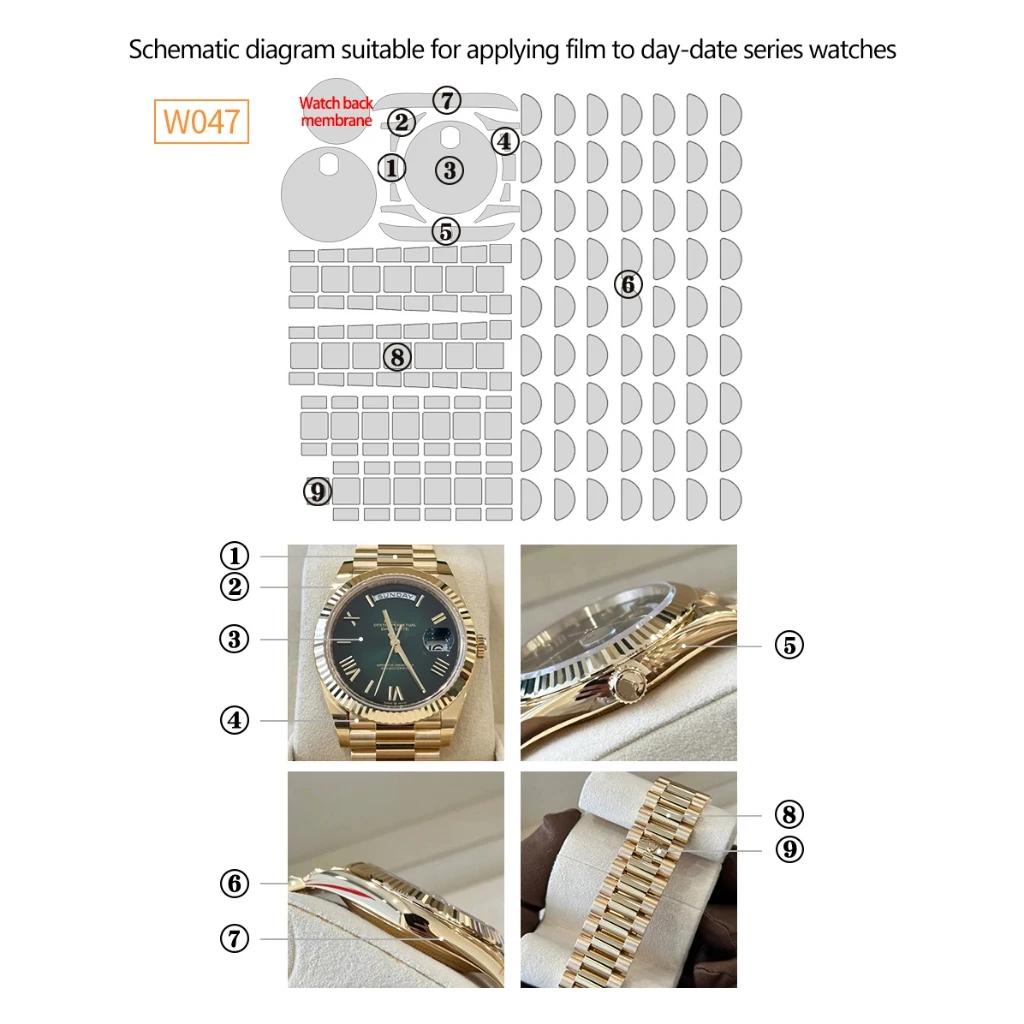 Watch Film for Rolex Day‑Date 228238 (40MM DD) Full Set Easy‑Apply Wear‑Resistant High‑Transparent Protective Film