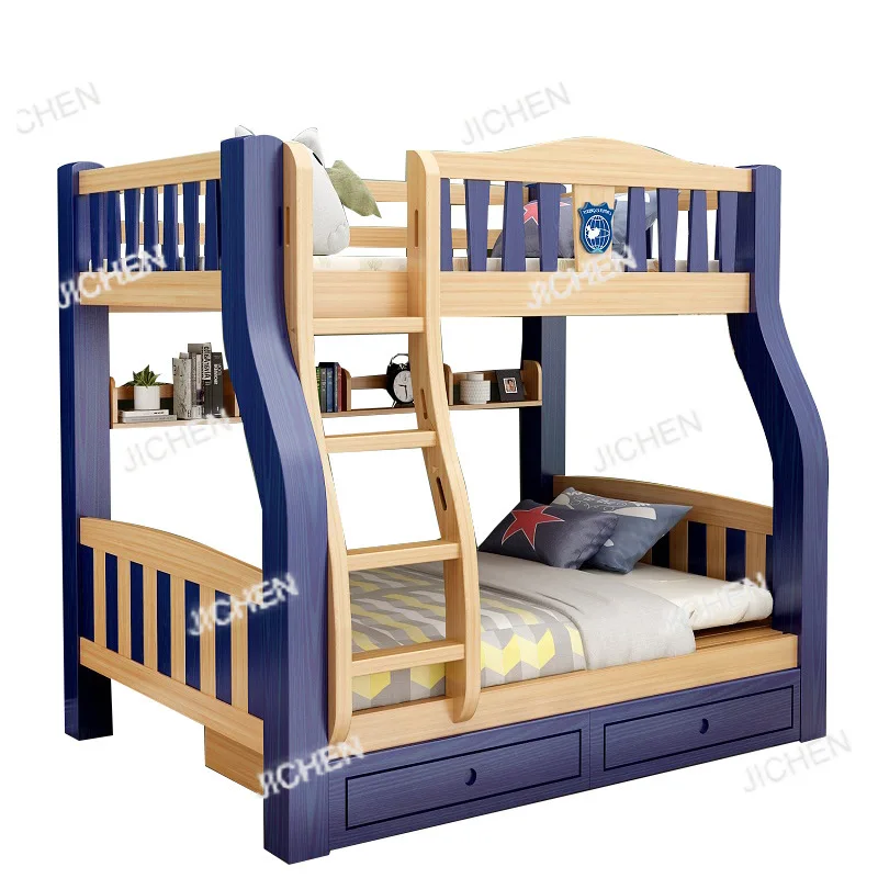 

JC all solid wood children's small apartment, mother and child upper and lower wooden beds, bunk beds, high and low beds