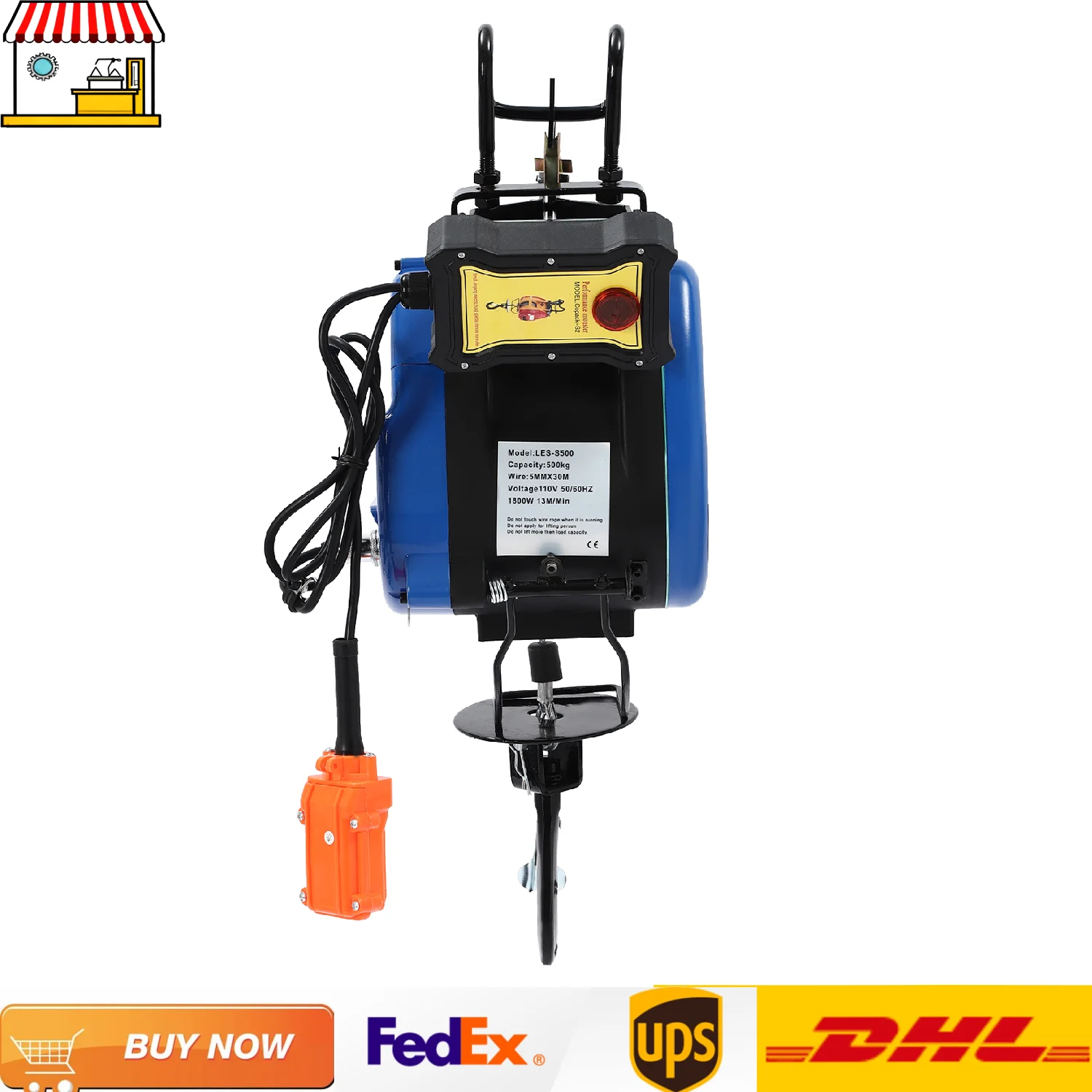 

Electric Winch Hoist| 95ft Lifting Height Electric Steel Wire Winch| 500kg 98ft Steel Wire Garage Warehouse Winch Hoist