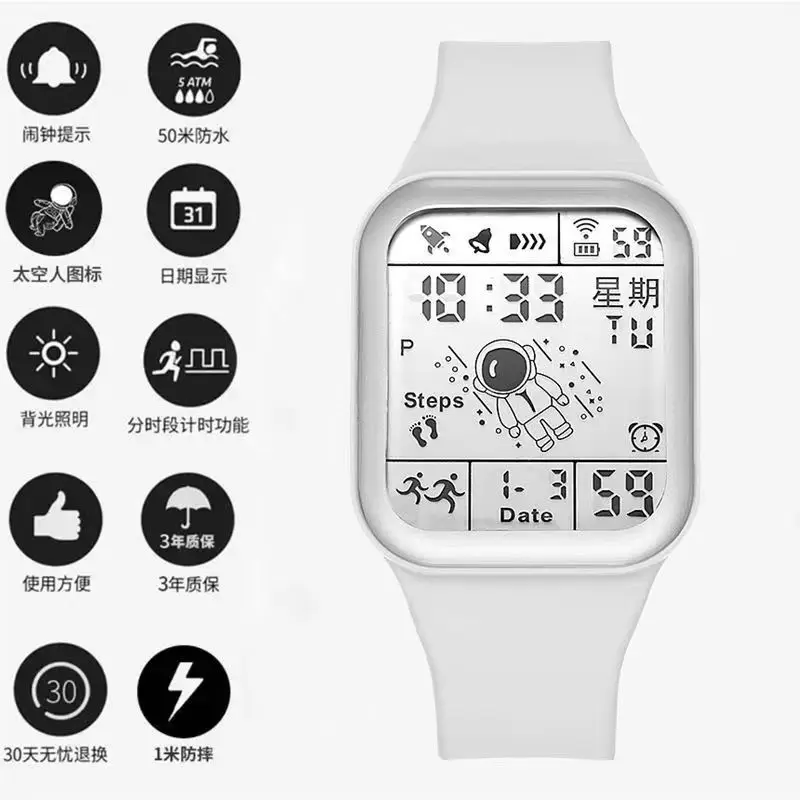 Black Technology Spaceman Dial Non-Watch Male and Female Students Children's Simplicity Multi-Function Sports Net Red Elec