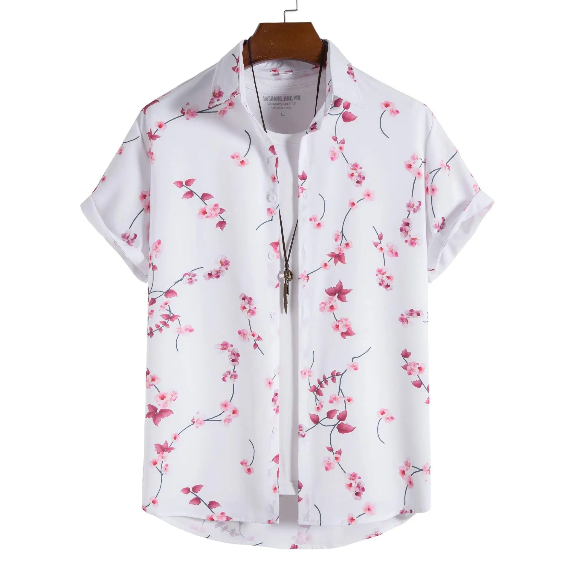 

Men's ort Sve Floral Print irt Casual Daily Wear Chiffon Fabric Resistant to Deformation European Sle Inner Wear