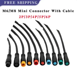 5/10/100Sets M6/M8-2/3/4/5/6P Mini LED Electric Bicycle Signal Power Supply Julet Sensor Ebike Display Connector With Cable 20CM