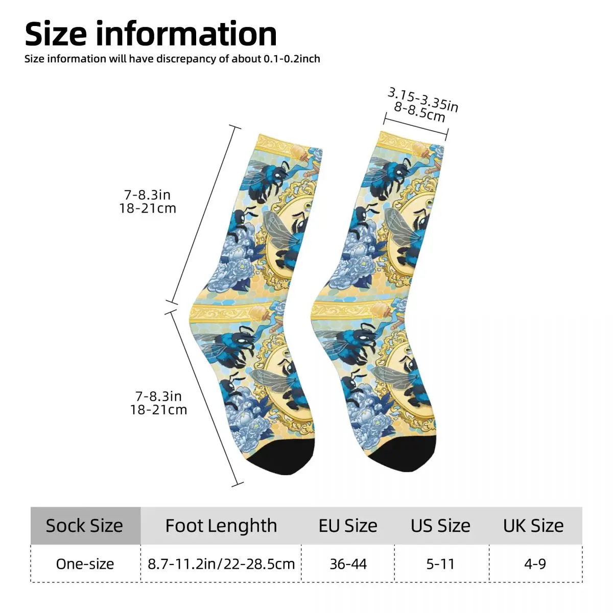 Happy Men's Socks Royal Honey Retro Harajuku Street Style Seamless Pattern Crew Crazy Sock Gift Printed