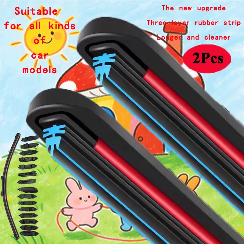 

2x for Changan CS95 2017 2018 2019 2020 2021 2022 Accessories Front Rear Frameless Wiper Blade Silicone Windscreen Auto Cleaning