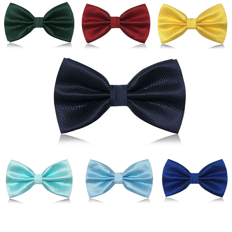 VEEKTIE Dark Green Grid Bow ties Emerald Color Cravat  For men Grooms Bowtie Polyester Butterfly Brand Gravata Wedding Party