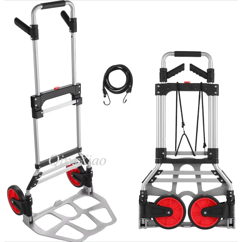 250Lb Load Capacity Portable Lightweight Sturdy Aluminum Two Wheel Foldable Hand Truck With Telescopic Handle Smooth Reliable